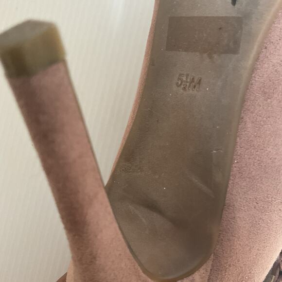 Marc Fisher Blush Suede Pointed Toe Lace-Up Cutout Heels Size 5.5M Zip Back - Picture 9 of 11